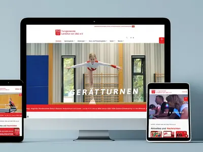 Moderne Website der Turngemeinde Landshut, gestaltet von der Werbeagentur madmoses für Corporate Design und Webdesign.