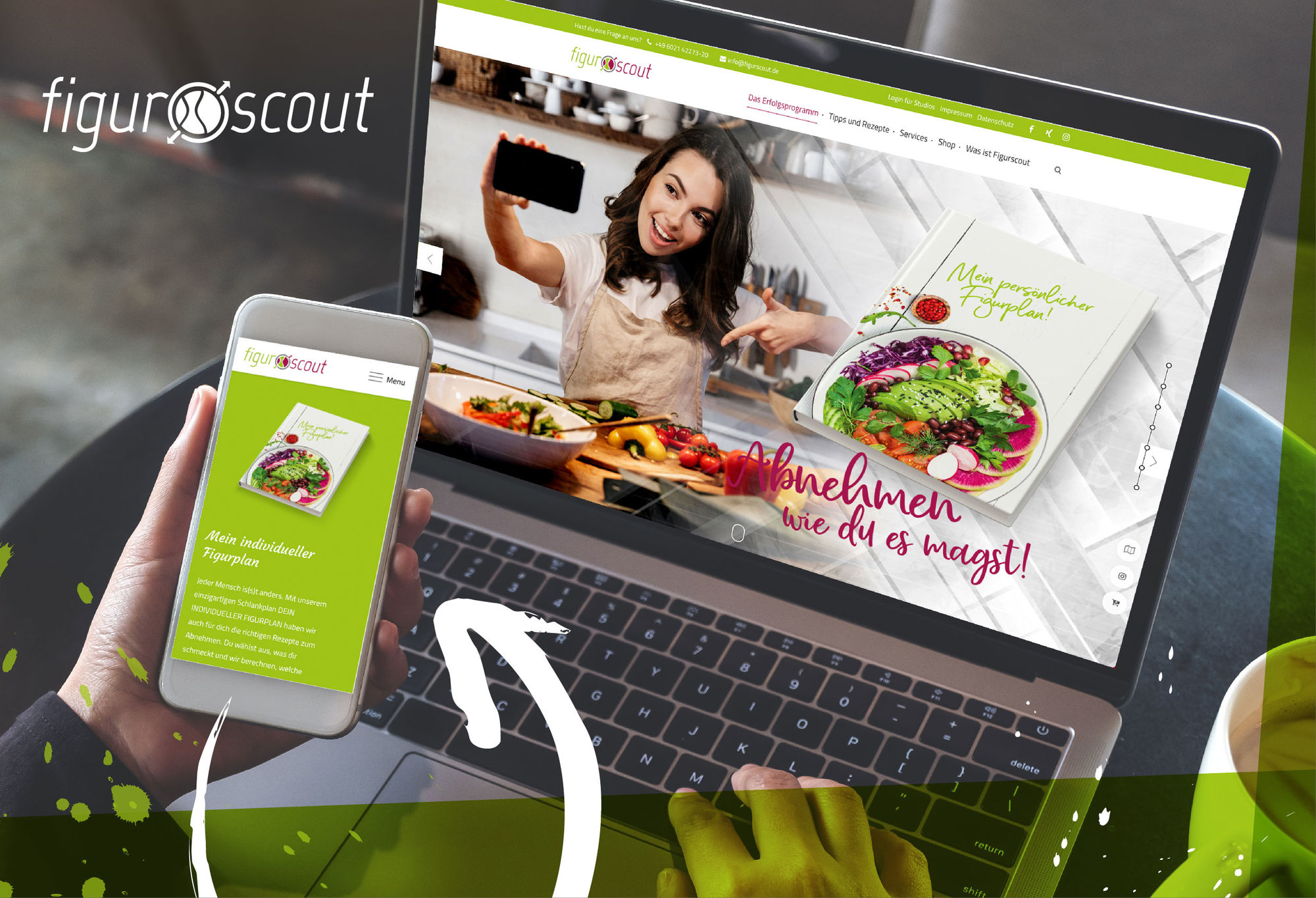 Das Bild zeigt die Website der Firma: "Figurscout" auf mehreren Ausgabegeräten Das Bild zeigt die Website der Firma: "Figurscout" auf mehreren Ausgabegeräten